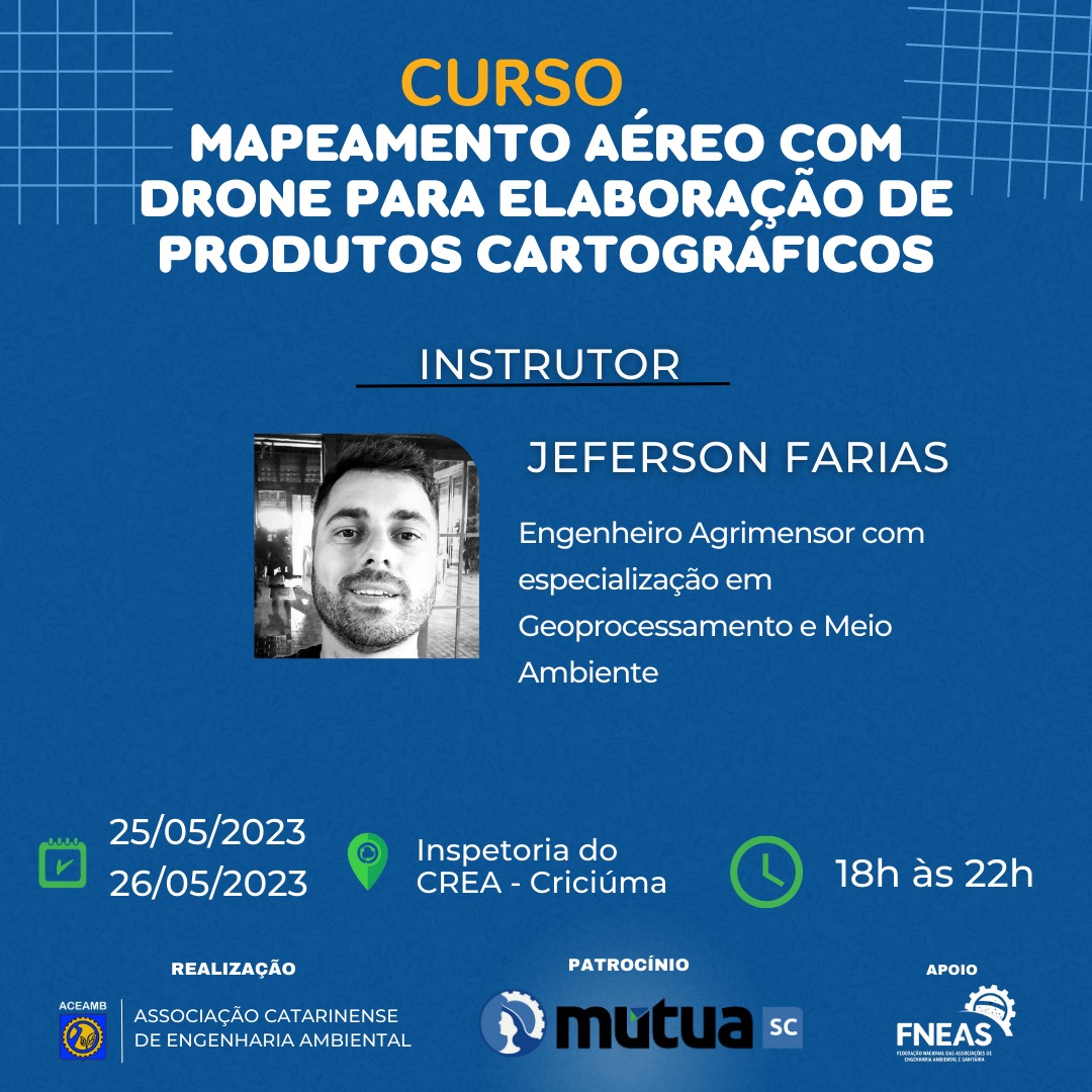 CURSO MAPEAMENTO AÉREO COM DRONE PARA ELABORAÇÃO DE PRODUTOS CARTOGRÁFICOS